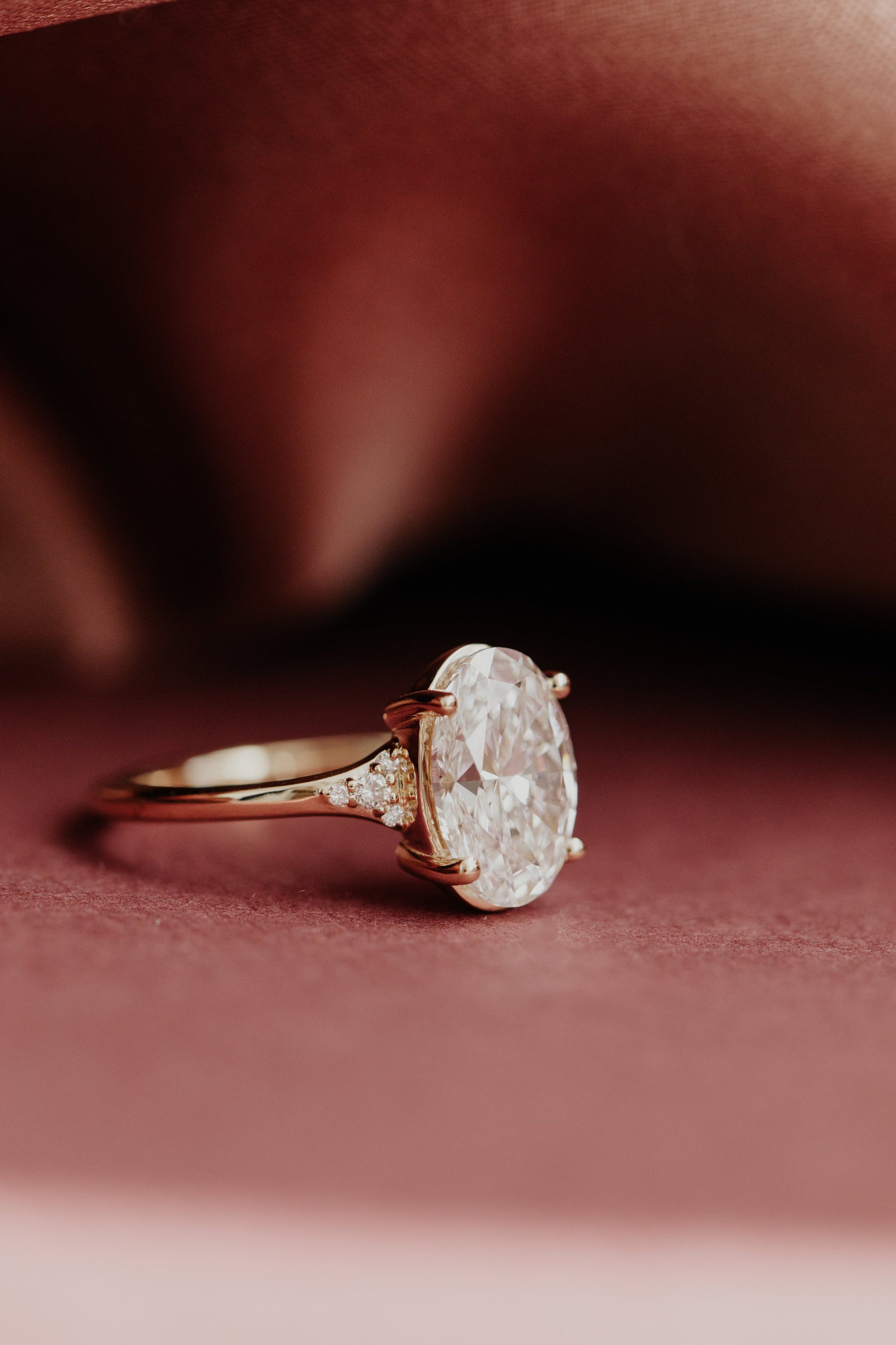 Marquise Shaped Three Stone Lab Grown Diamond Engagement Ring