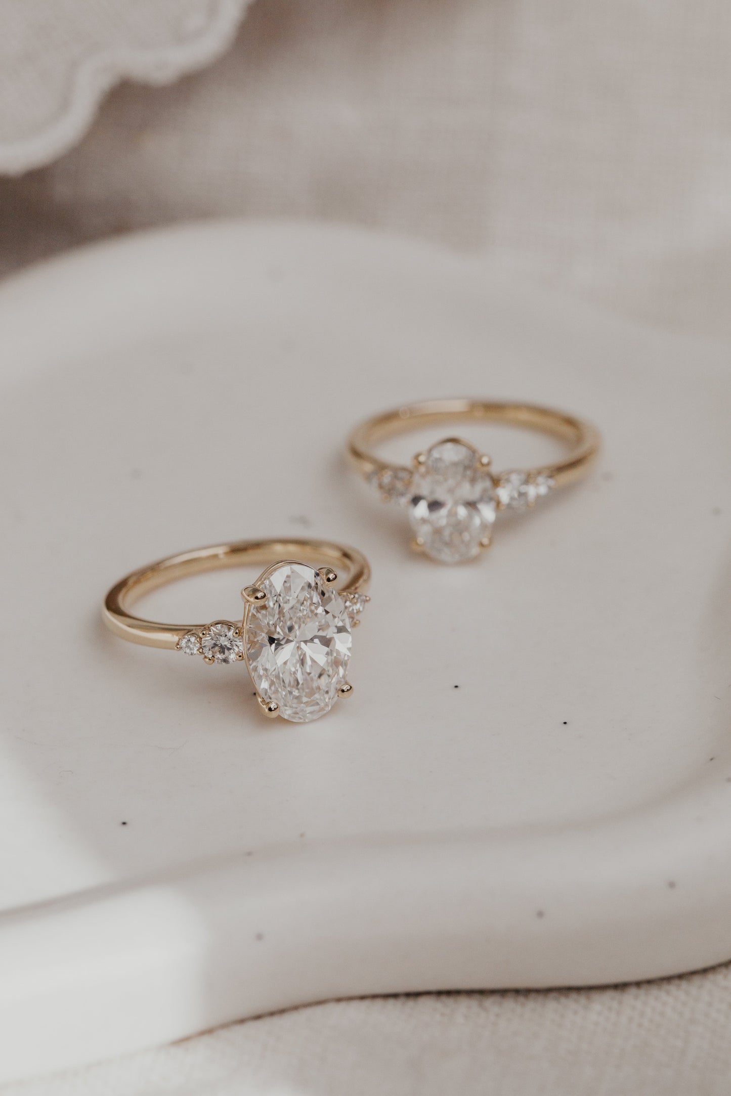 Marquise Shaped Three Stone Lab Grown Diamond Engagement Ring