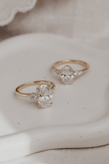 Marquise Shaped Three Stone Lab Grown Diamond Engagement Ring