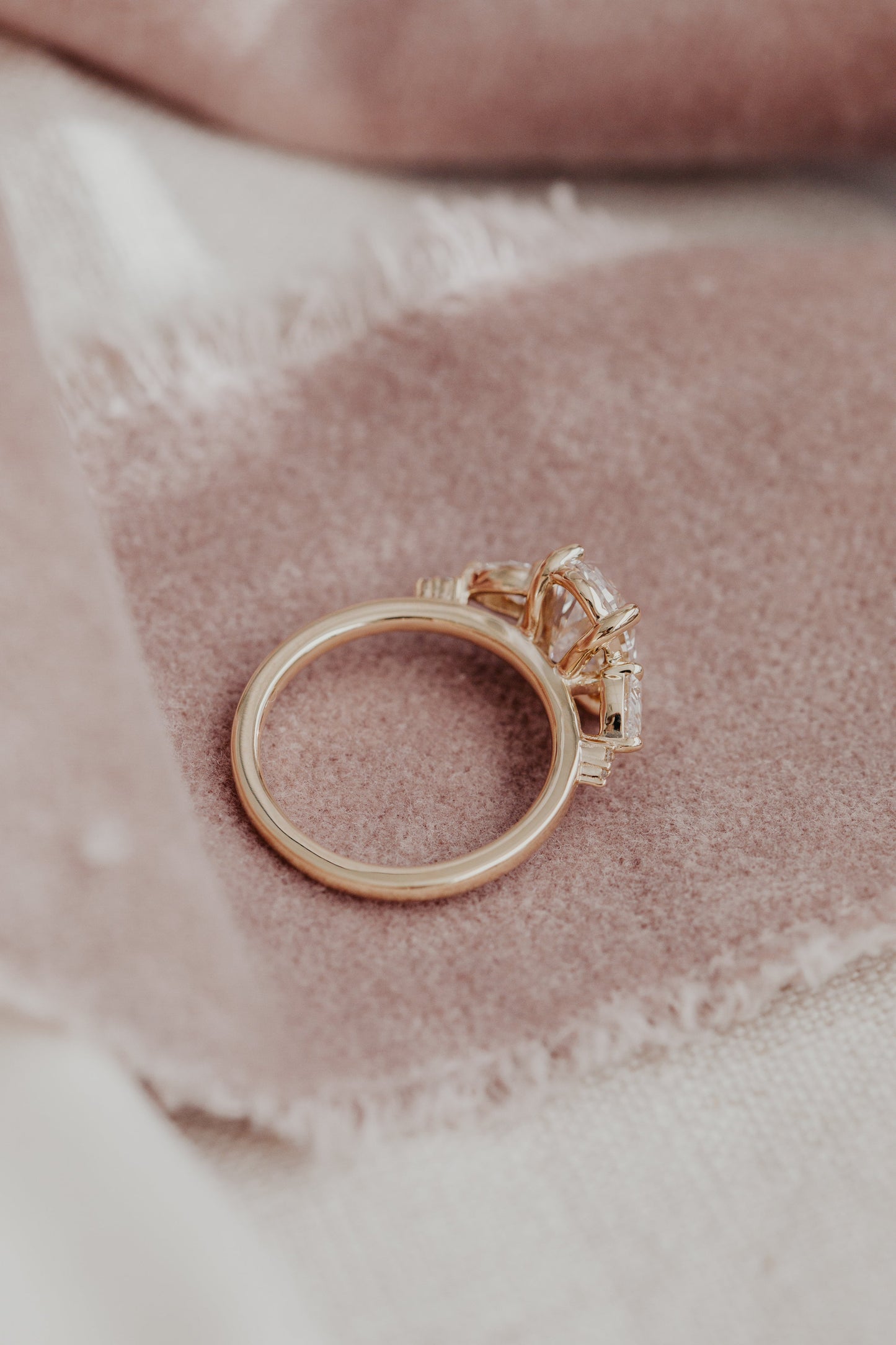 Marquise Shaped Three Stone Lab Grown Diamond Engagement Ring