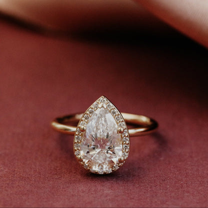 Marquise Shaped Three Stone Lab Grown Diamond Engagement Ring