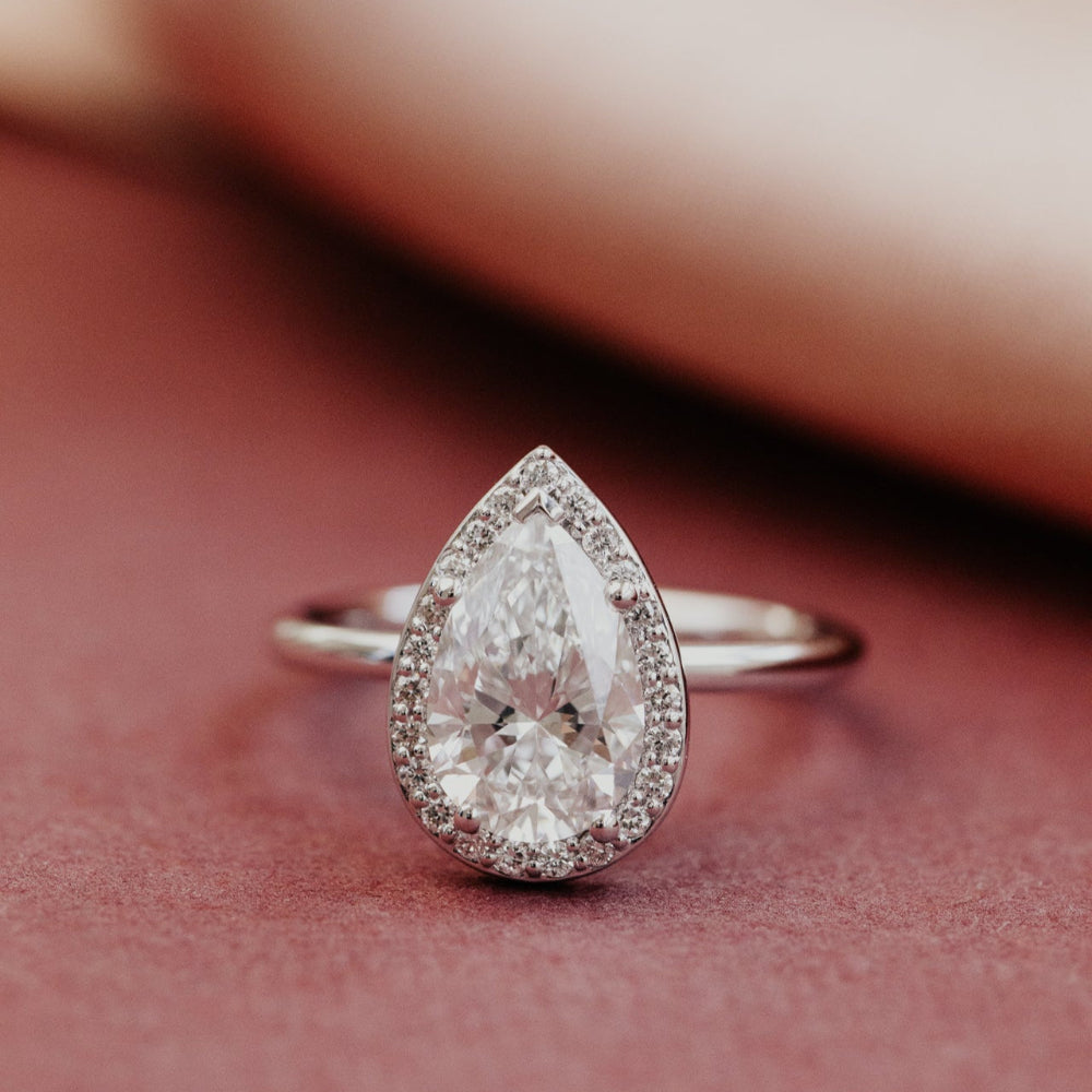 Marquise Shaped Three Stone Lab Grown Diamond Engagement Ring