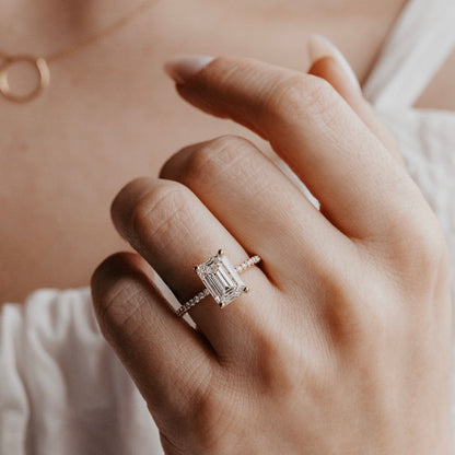 Marquise Shaped Three Stone Lab Grown Diamond Engagement Ring