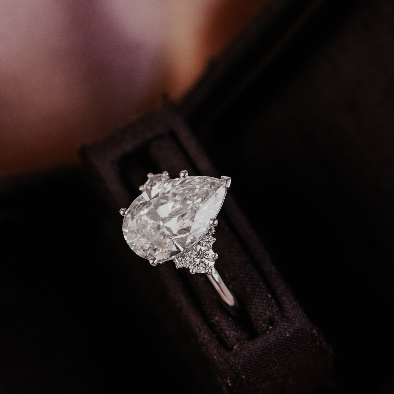 Marquise Shaped Three Stone Lab Grown Diamond Engagement Ring
