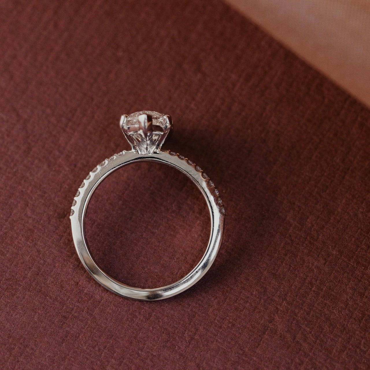 Marquise Shaped Three Stone Lab Grown Diamond Engagement Ring