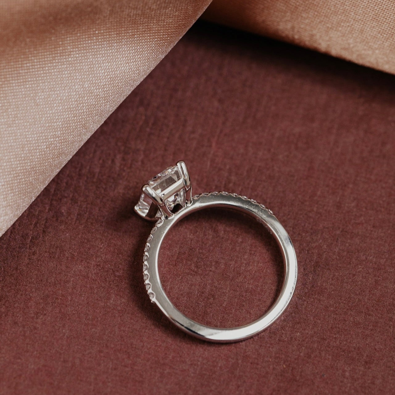 Marquise Shaped Three Stone Lab Grown Diamond Engagement Ring