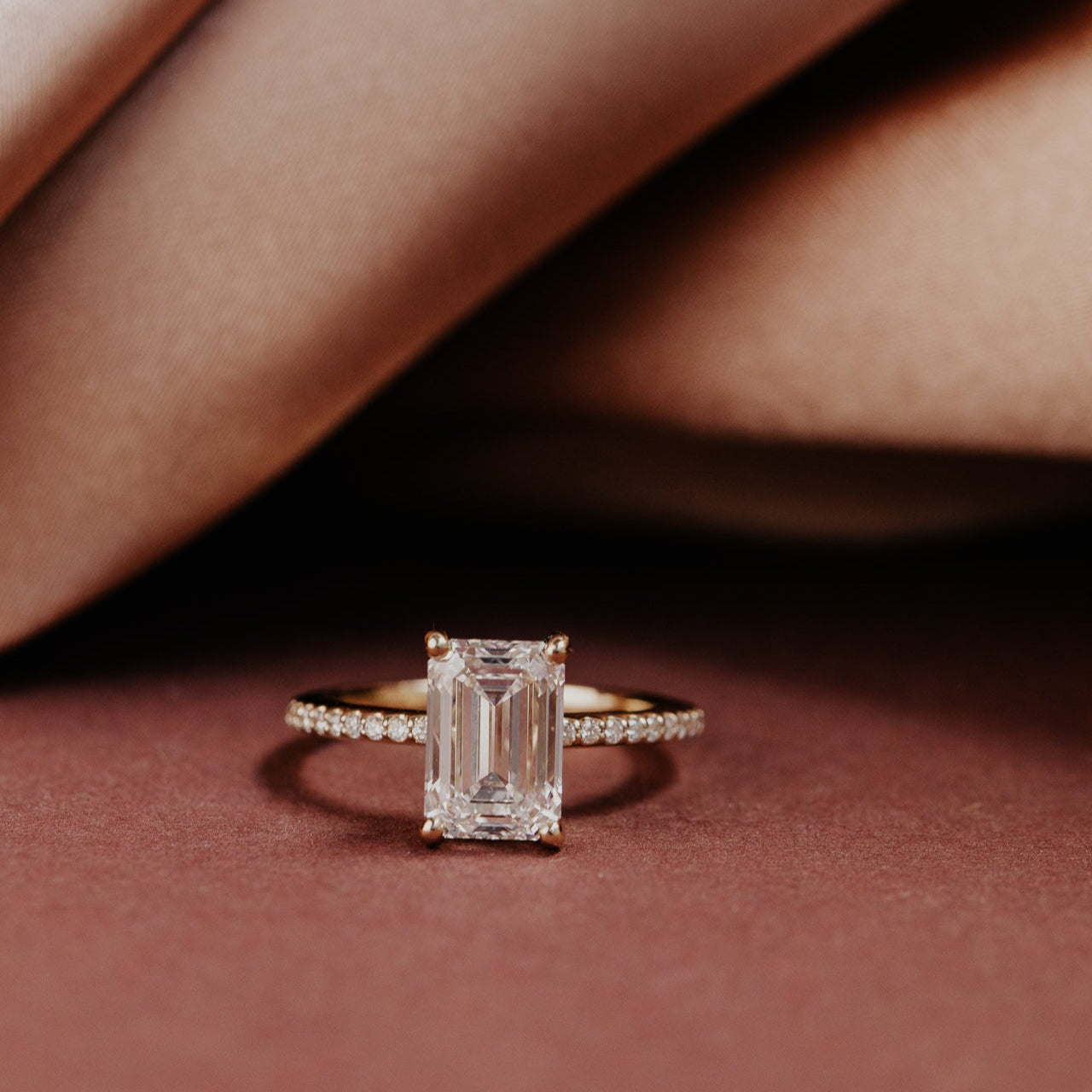 Marquise Shaped Three Stone Lab Grown Diamond Engagement Ring