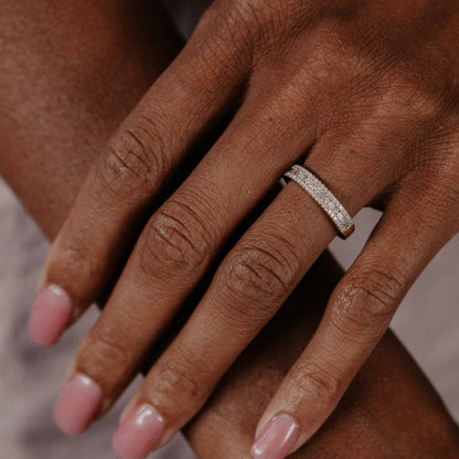 0.25 TCW Round Shaped Half Eternity Lab Grown Diamond Wedding Band