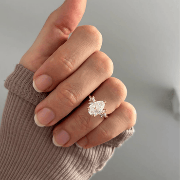 Marquise Shaped Three Stone Lab Grown Diamond Engagement Ring