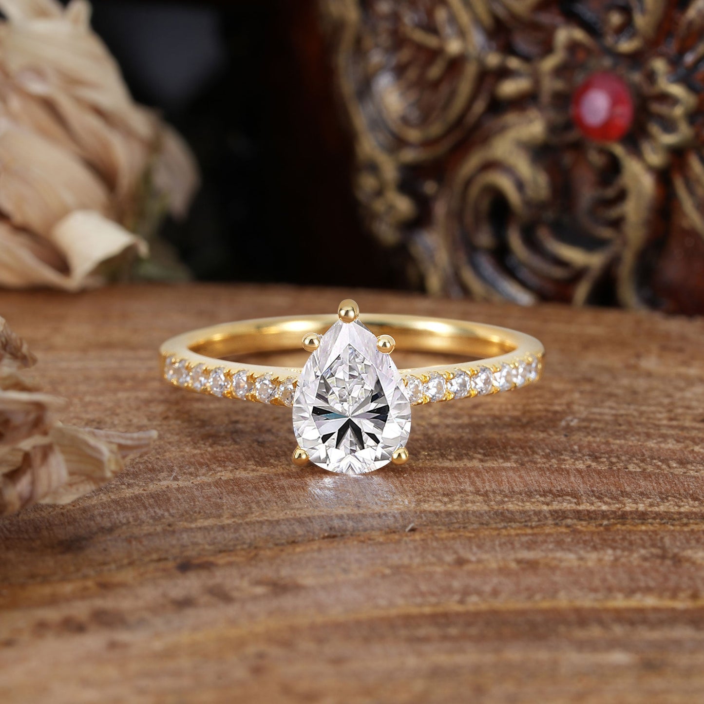 Marquise Shaped Three Stone Lab Grown Diamond Engagement Ring
