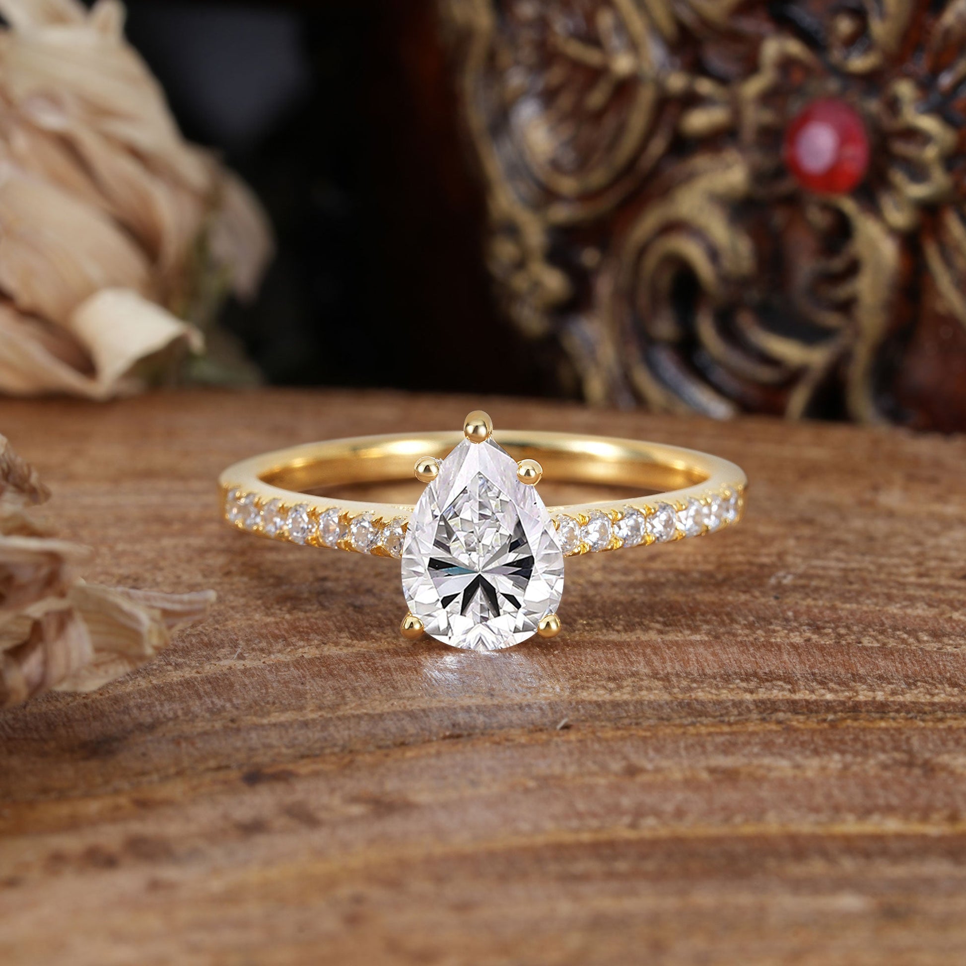 Marquise Shaped Three Stone Lab Grown Diamond Engagement Ring