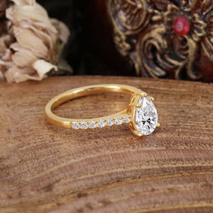 Marquise Shaped Three Stone Lab Grown Diamond Engagement Ring