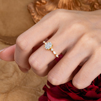 Marquise Shaped Three Stone Lab Grown Diamond Engagement Ring