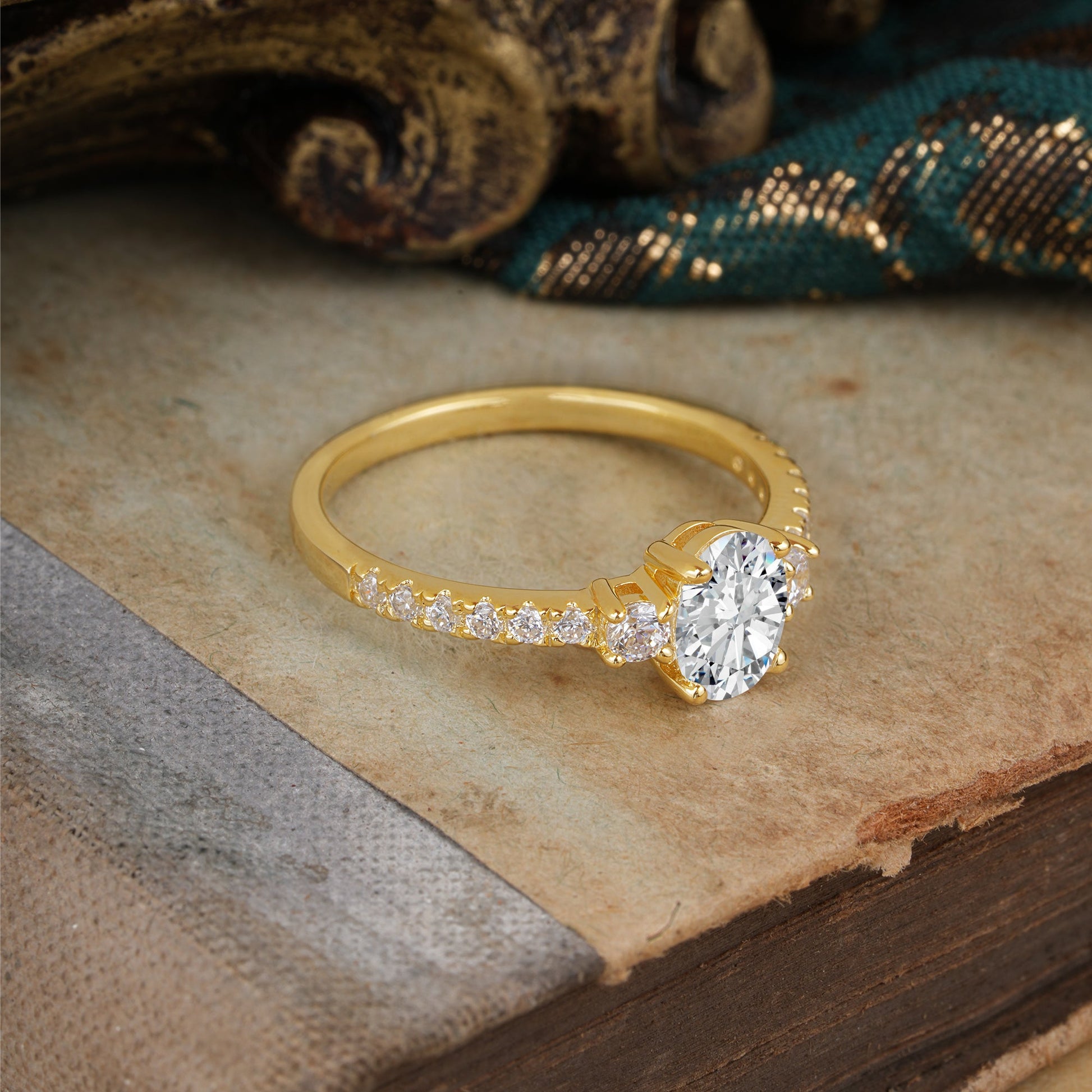 Marquise Shaped Three Stone Lab Grown Diamond Engagement Ring