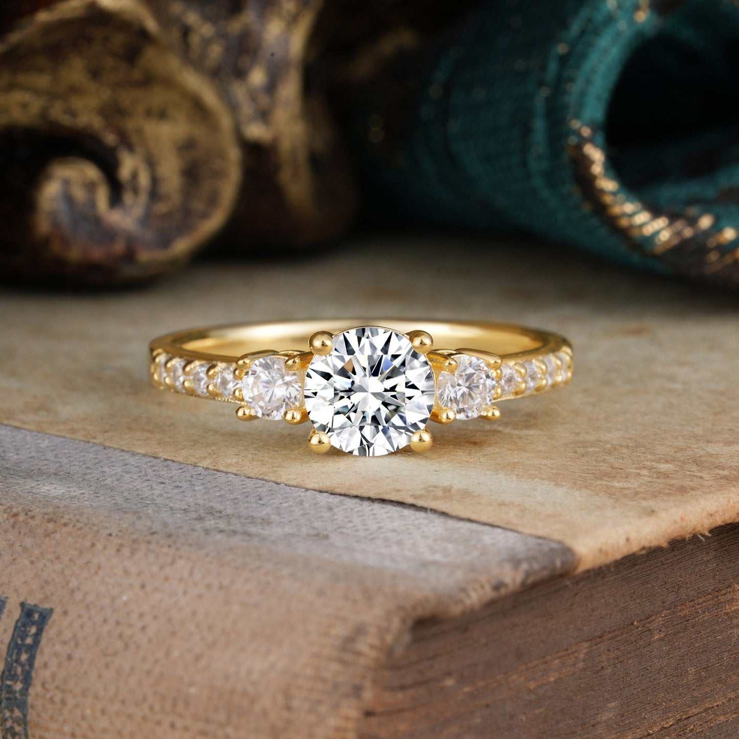 Marquise Shaped Three Stone Lab Grown Diamond Engagement Ring