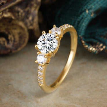 Marquise Shaped Three Stone Lab Grown Diamond Engagement Ring