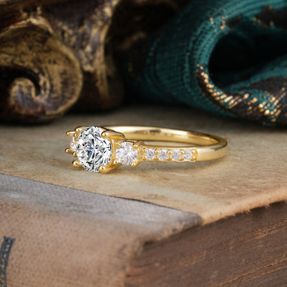 Marquise Shaped Three Stone Lab Grown Diamond Engagement Ring