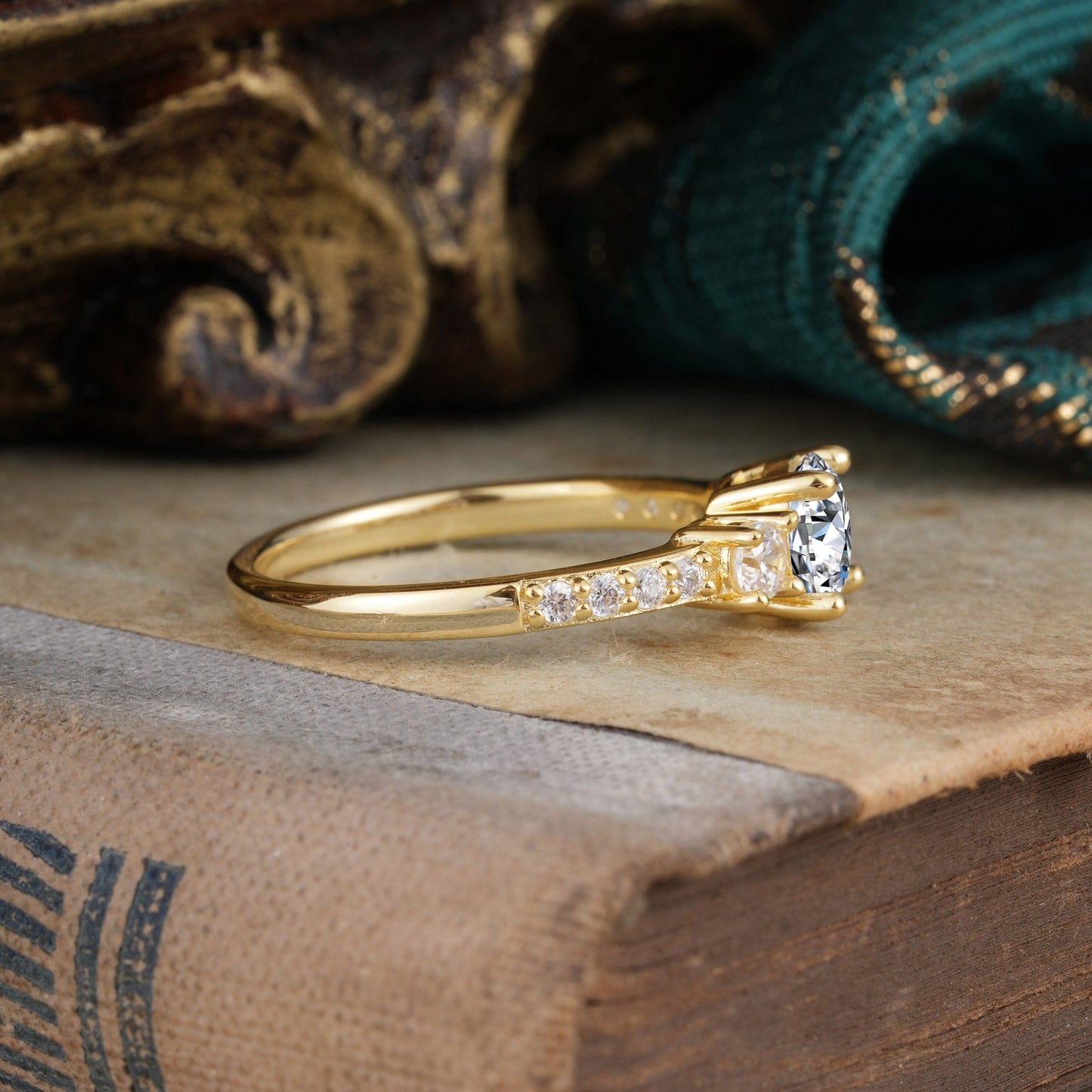 Marquise Shaped Three Stone Lab Grown Diamond Engagement Ring