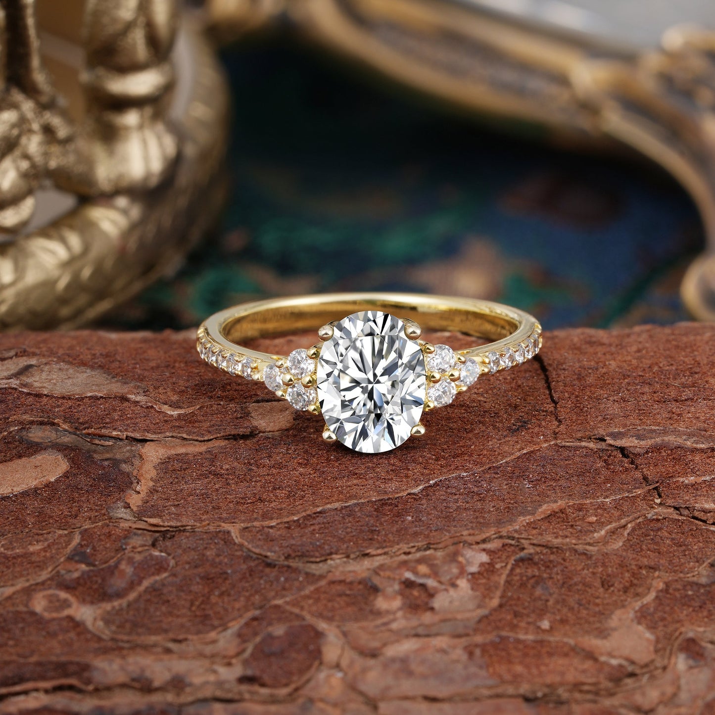 Marquise Shaped Three Stone Lab Grown Diamond Engagement Ring