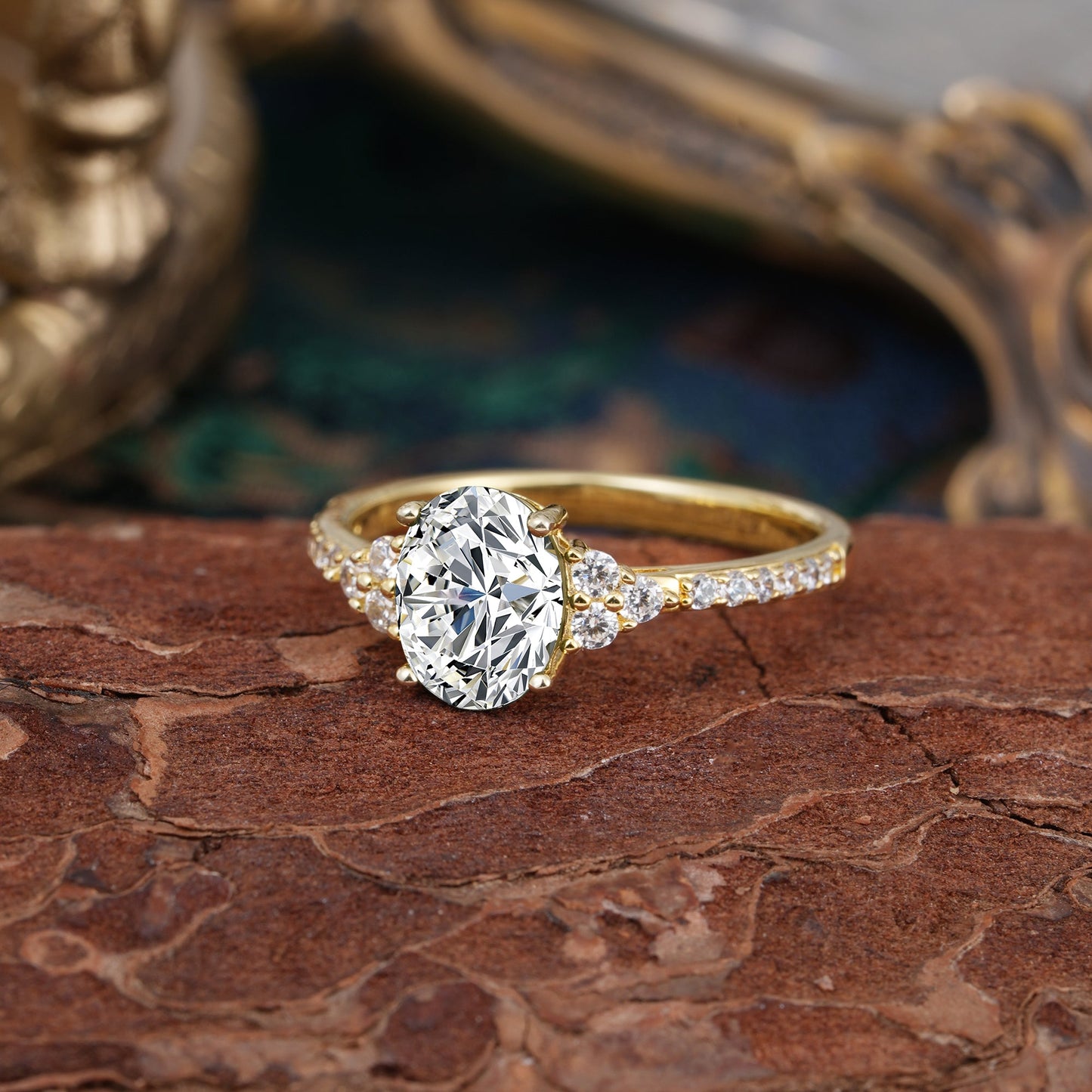 Marquise Shaped Three Stone Lab Grown Diamond Engagement Ring