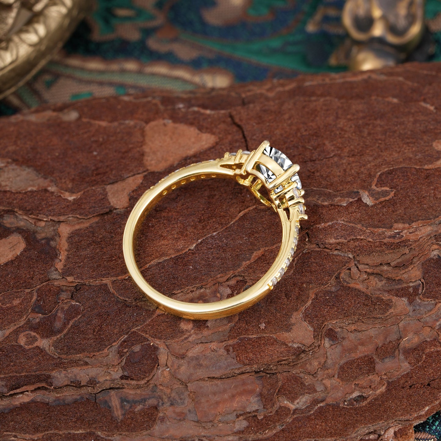 Marquise Shaped Three Stone Lab Grown Diamond Engagement Ring