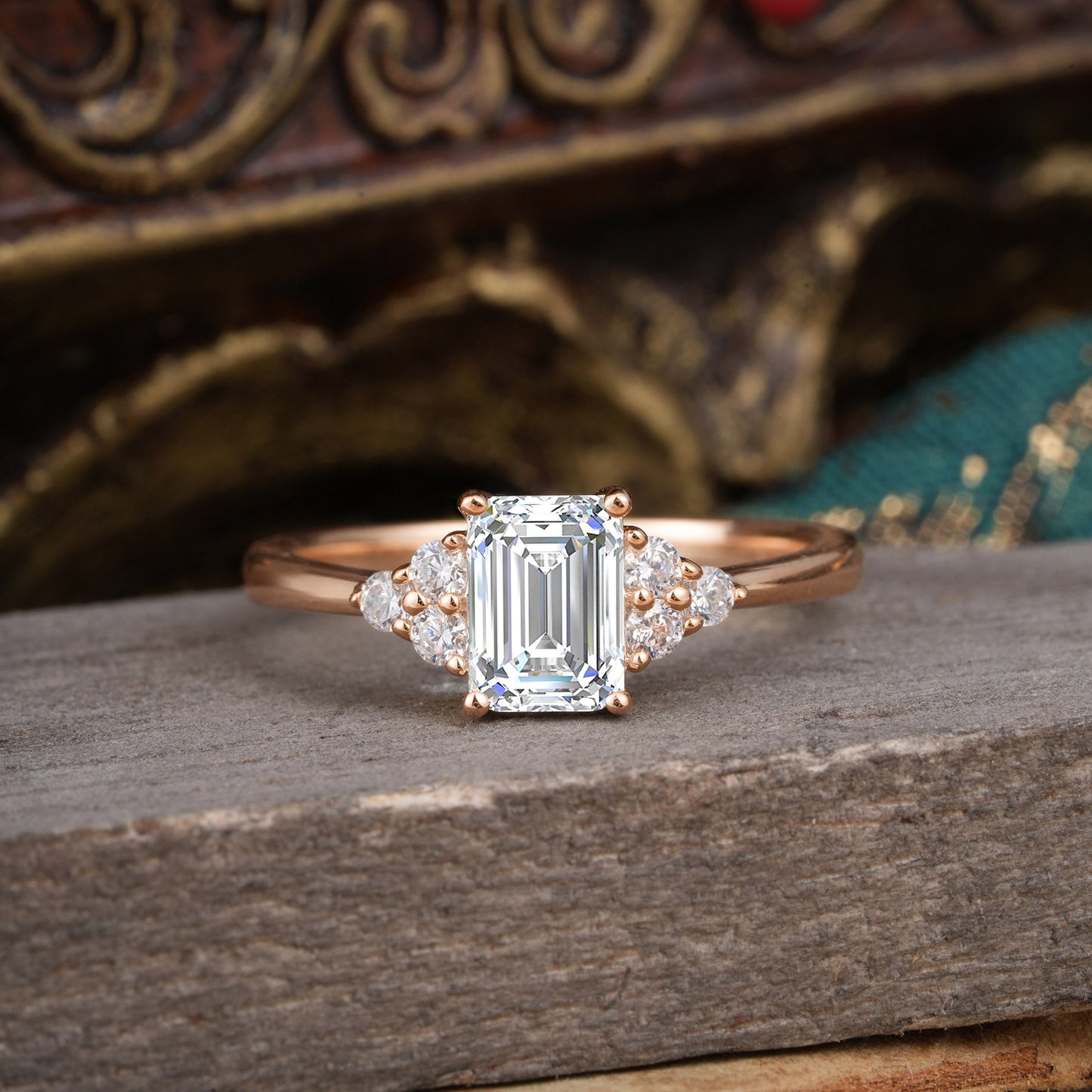 Marquise Shaped Three Stone Lab Grown Diamond Engagement Ring