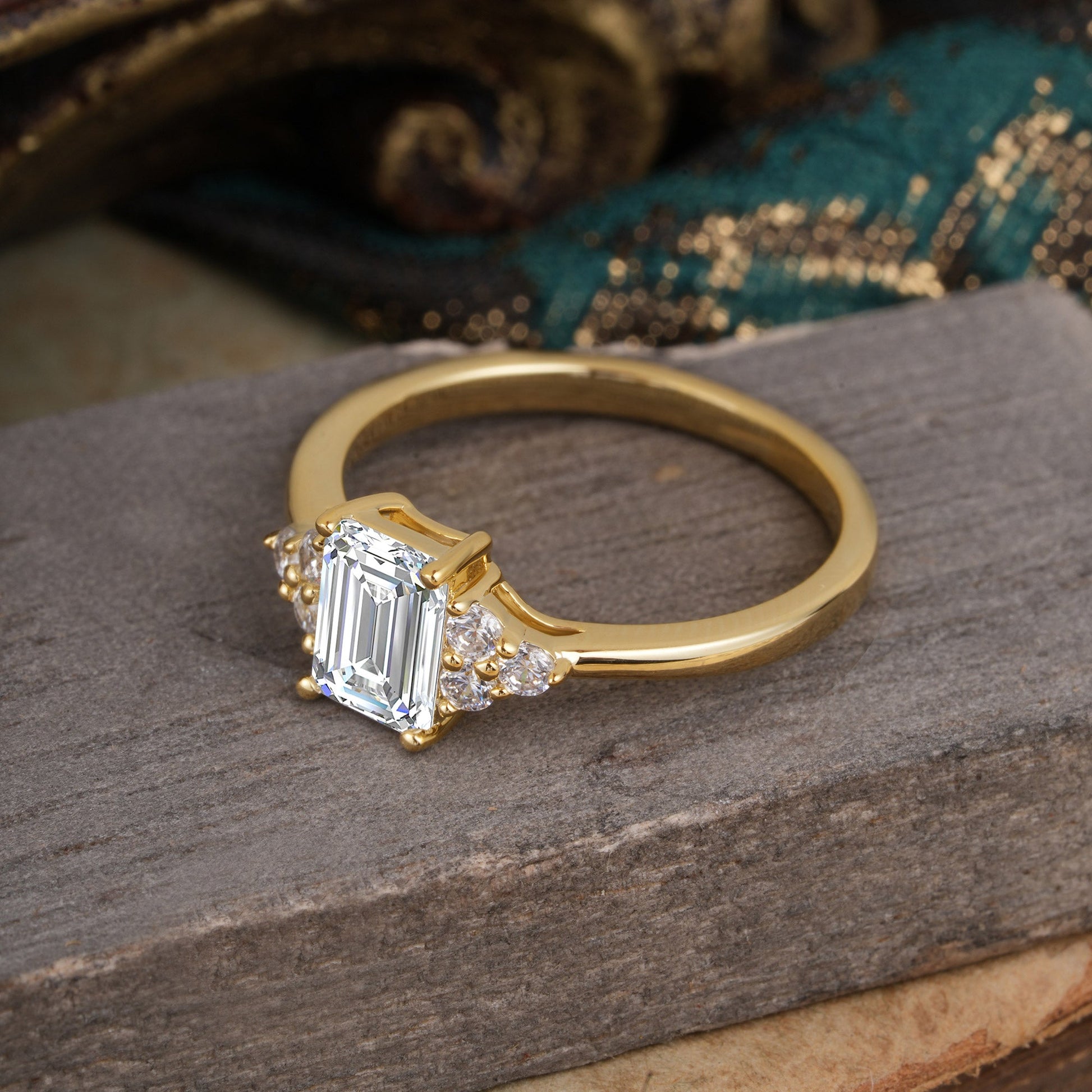 Marquise Shaped Three Stone Lab Grown Diamond Engagement Ring