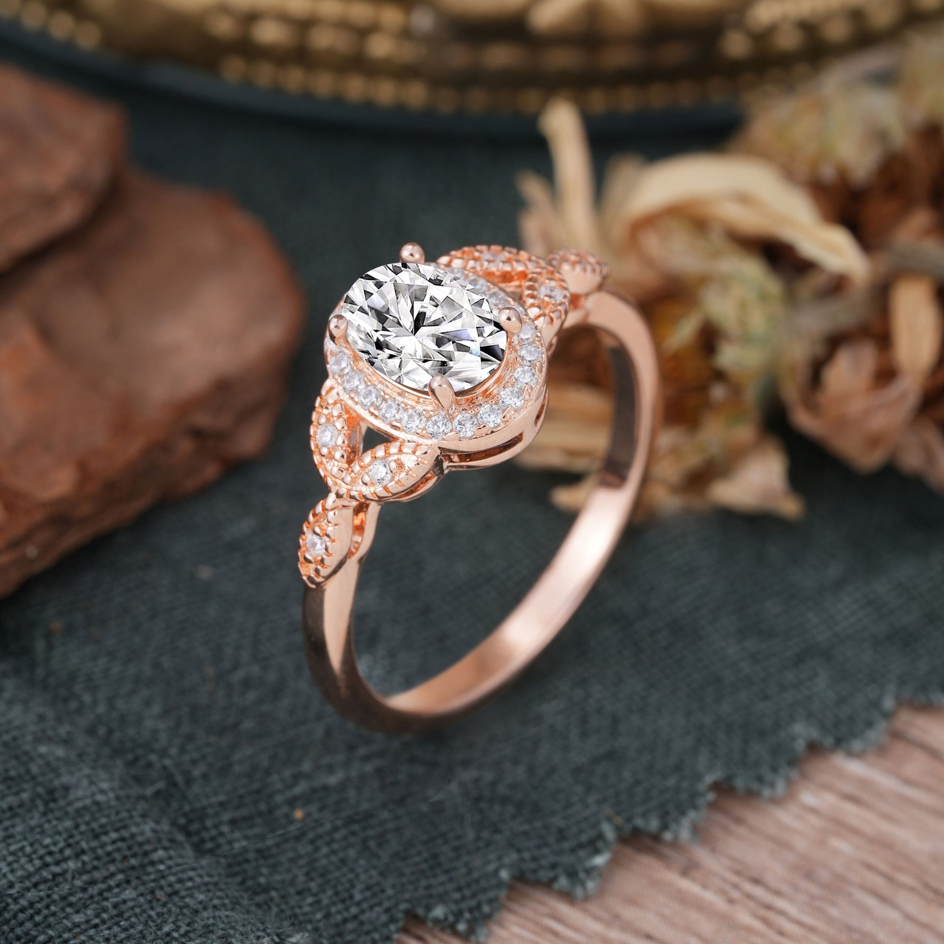 Marquise Shaped Three Stone Lab Grown Diamond Engagement Ring