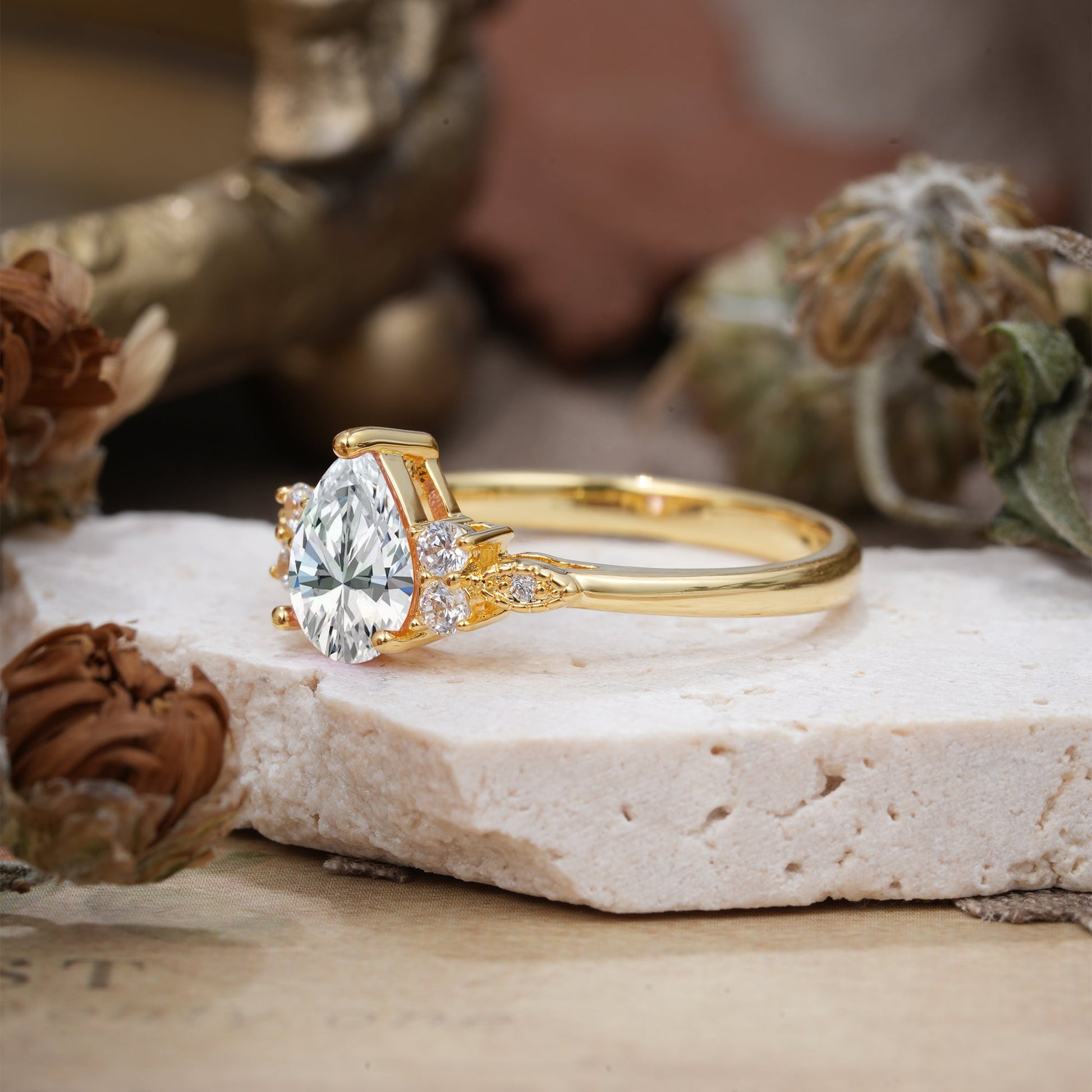 Marquise Shaped Three Stone Lab Grown Diamond Engagement Ring