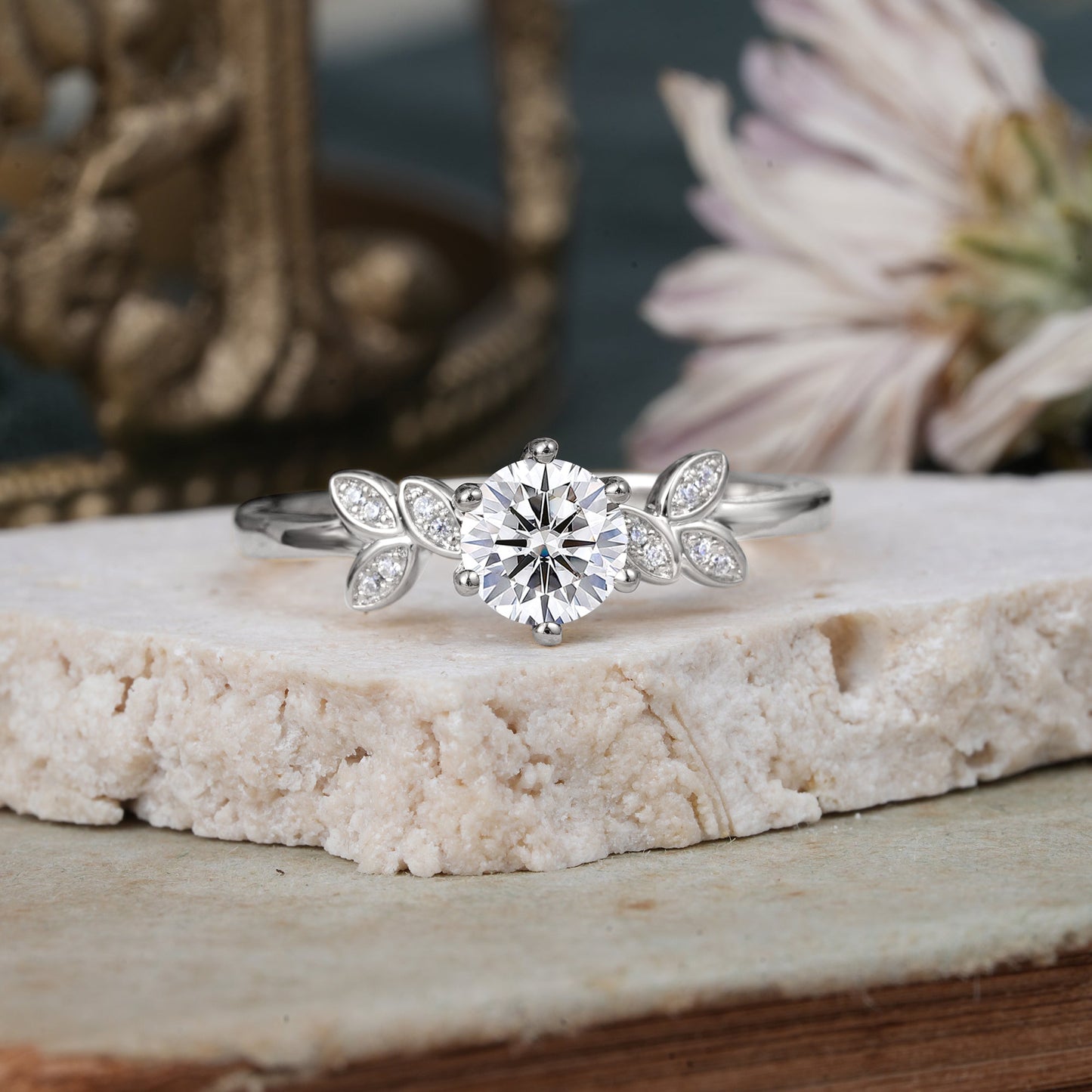 Marquise Shaped Three Stone Lab Grown Diamond Engagement Ring