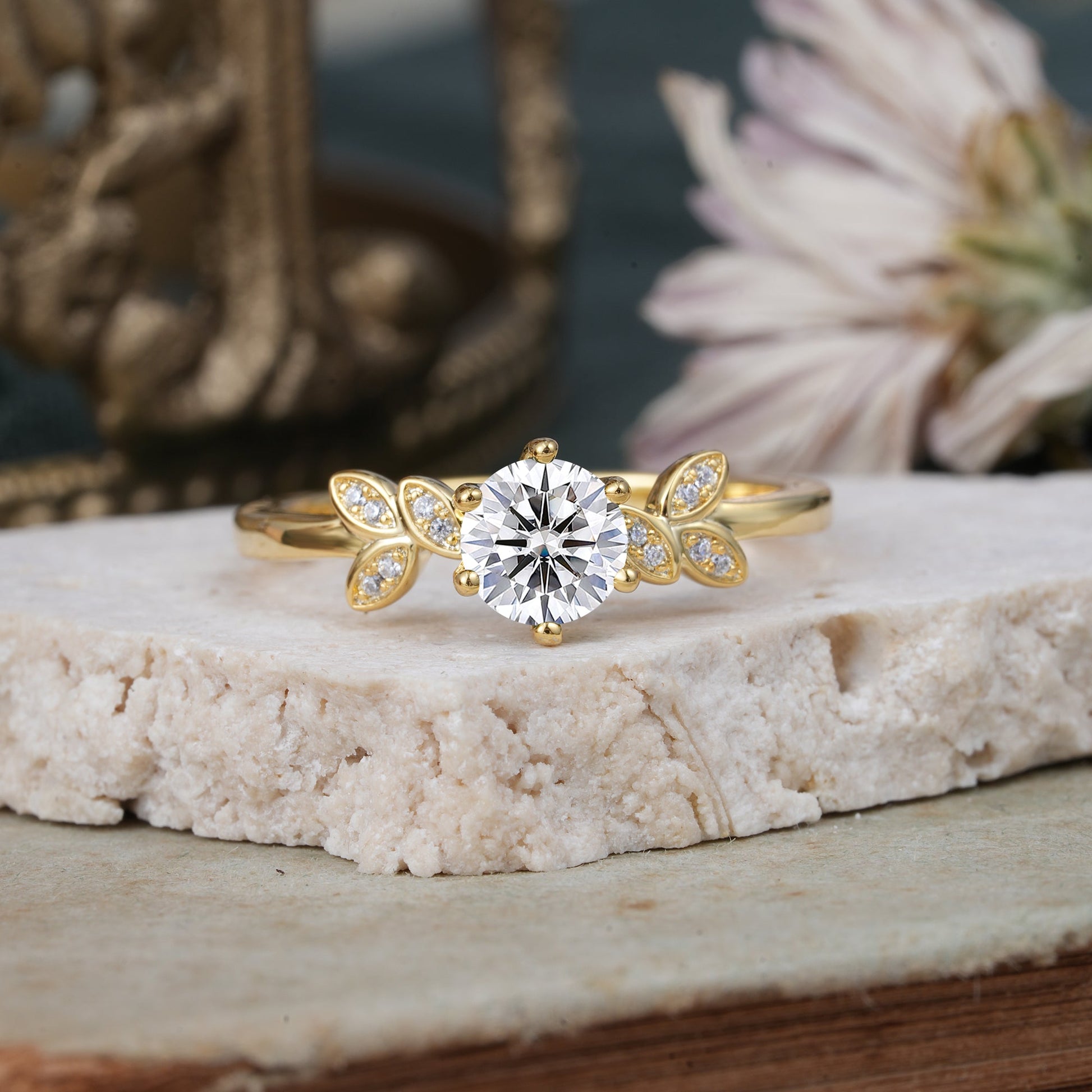 Marquise Shaped Three Stone Lab Grown Diamond Engagement Ring