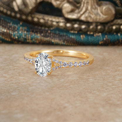 Marquise Shaped Three Stone Lab Grown Diamond Engagement Ring