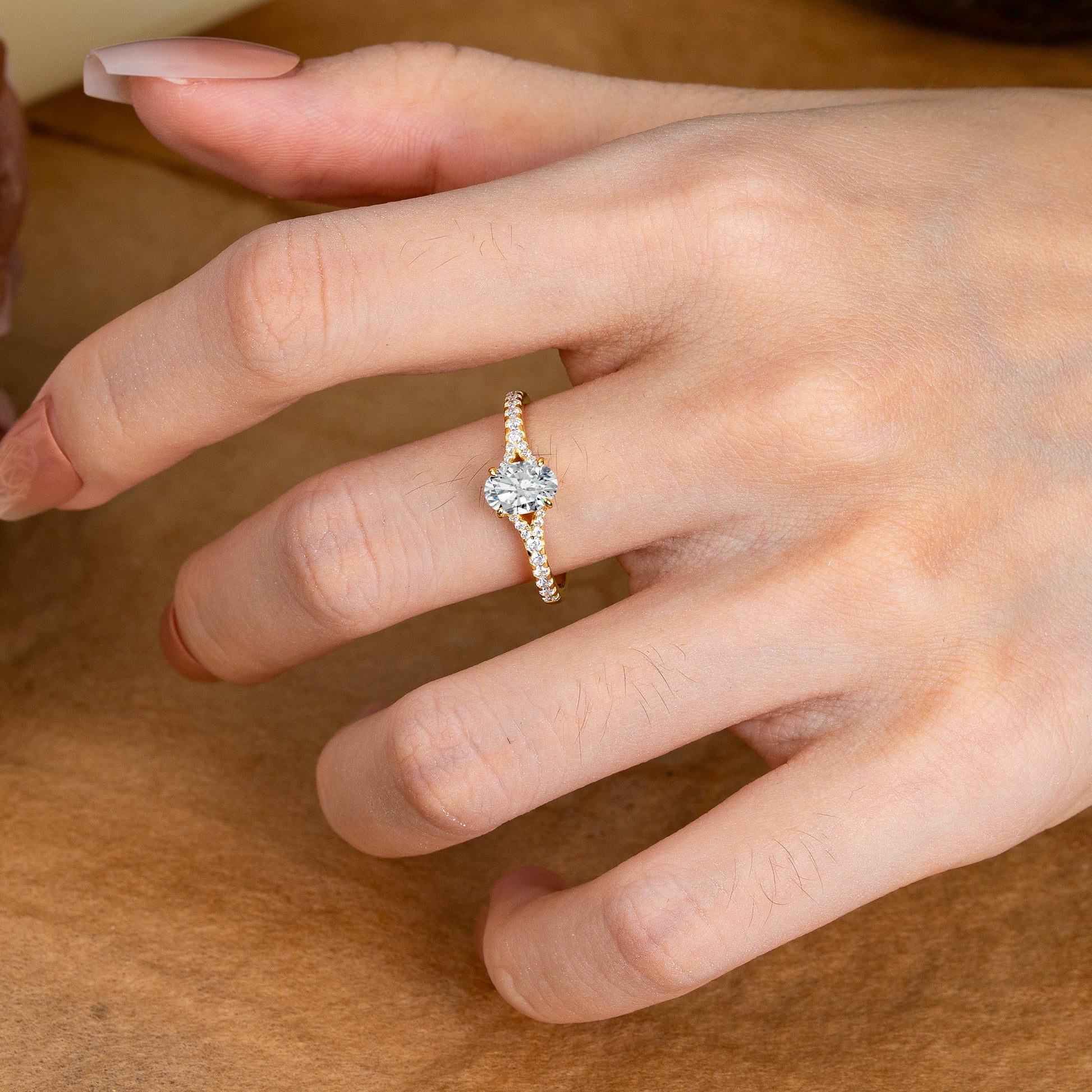 Marquise Shaped Three Stone Lab Grown Diamond Engagement Ring