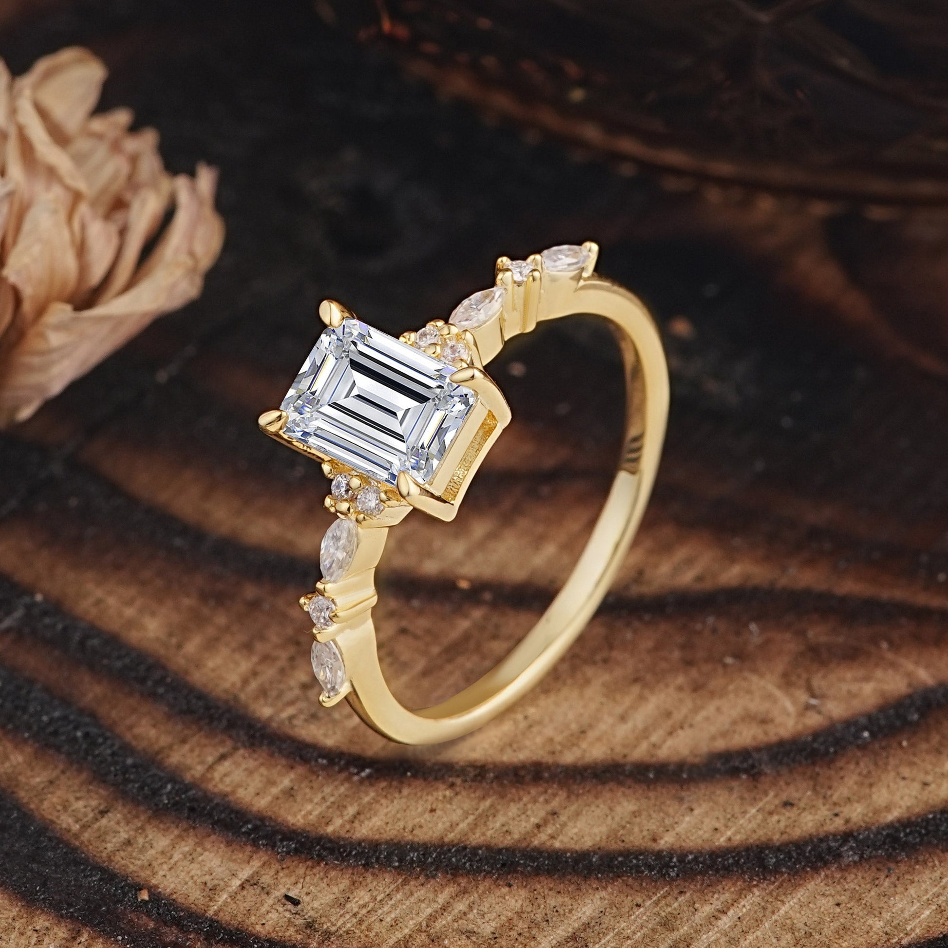 Marquise Shaped Three Stone Lab Grown Diamond Engagement Ring