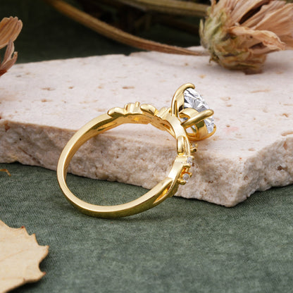 Marquise Shaped Three Stone Lab Grown Diamond Engagement Ring