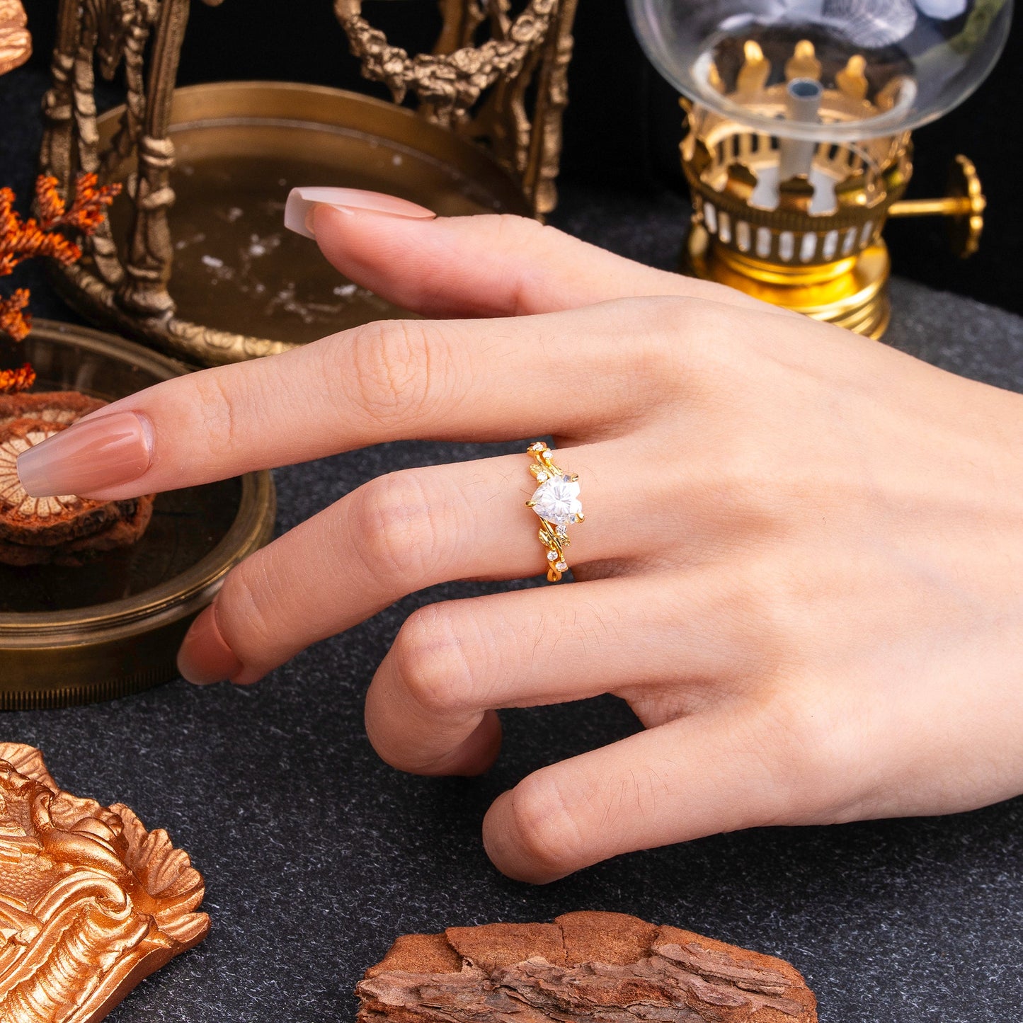 Marquise Shaped Three Stone Lab Grown Diamond Engagement Ring