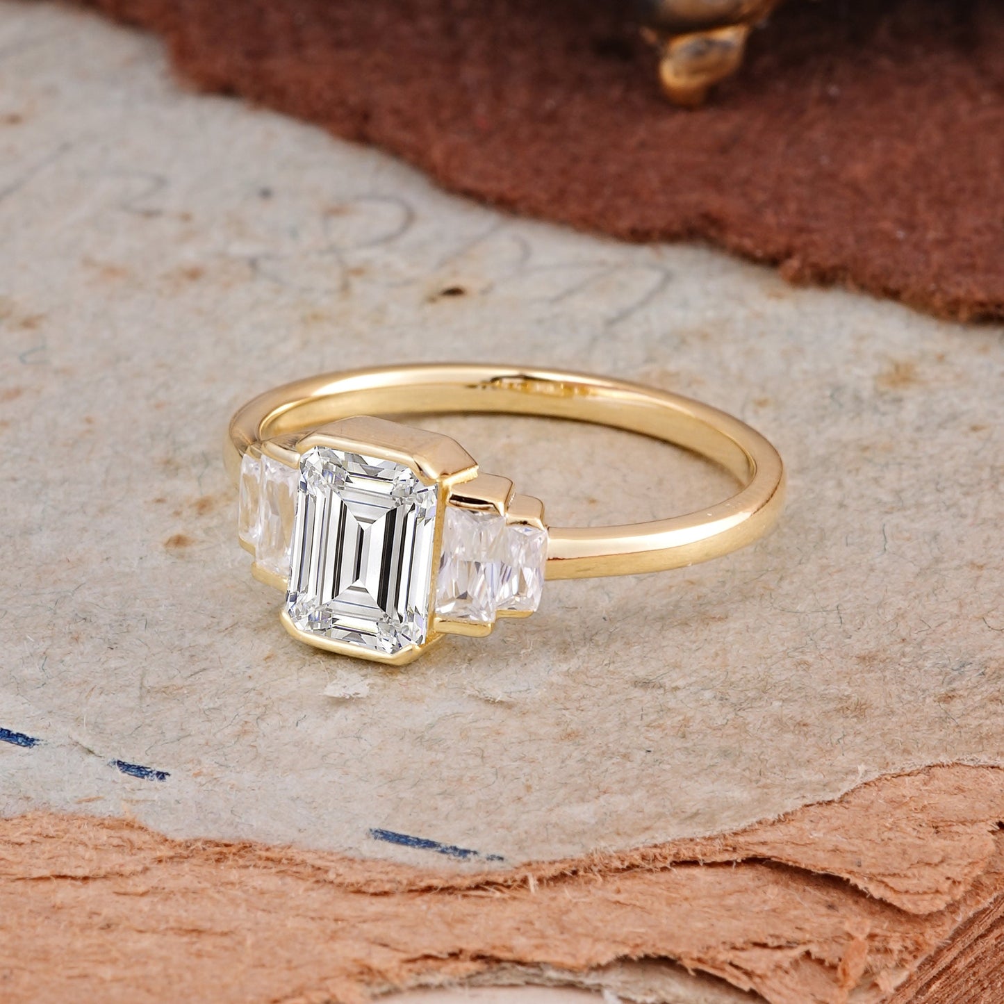 Marquise Shaped Three Stone Lab Grown Diamond Engagement Ring