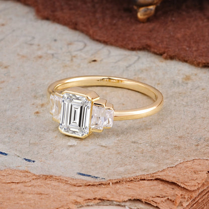 Marquise Shaped Three Stone Lab Grown Diamond Engagement Ring