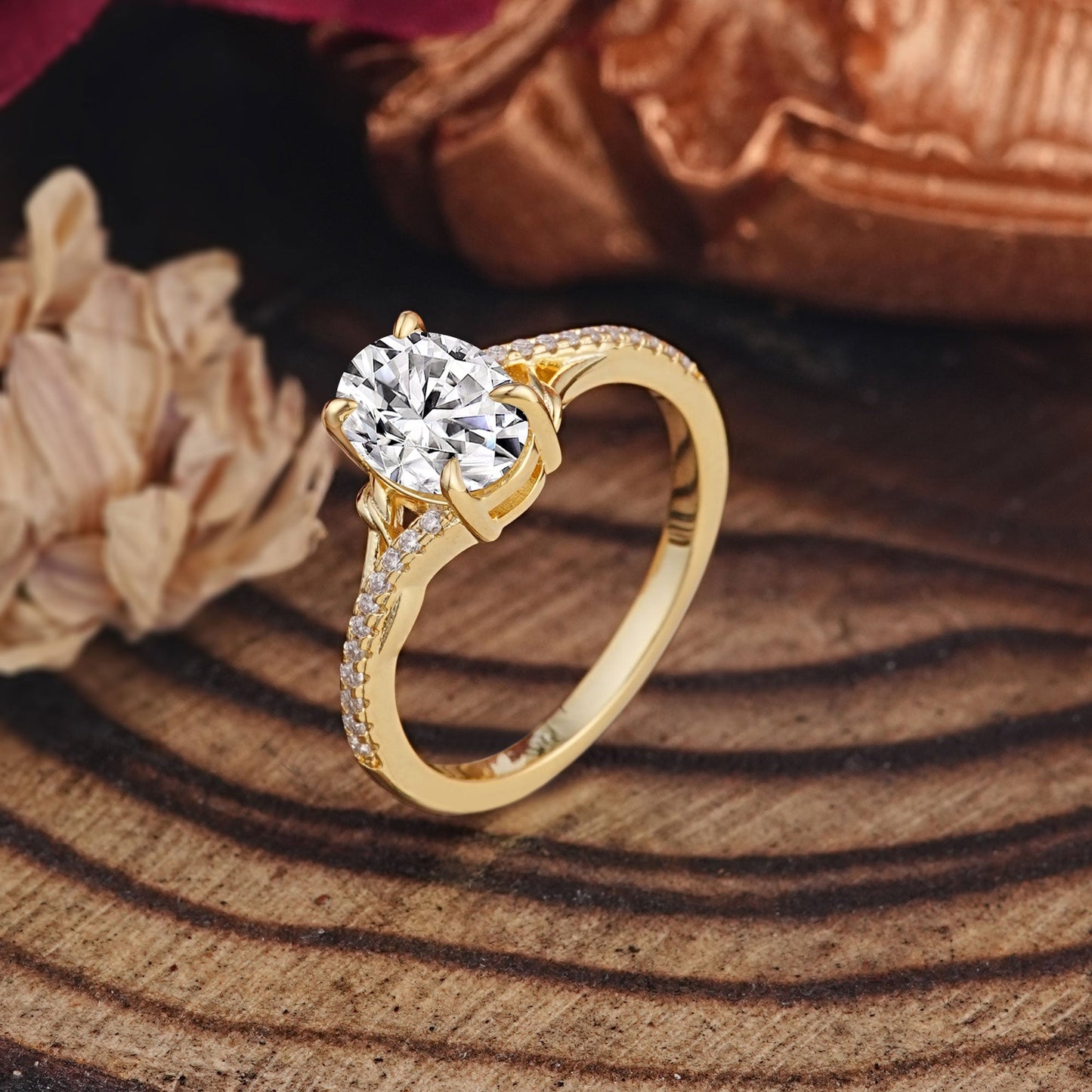 Marquise Shaped Three Stone Lab Grown Diamond Engagement Ring