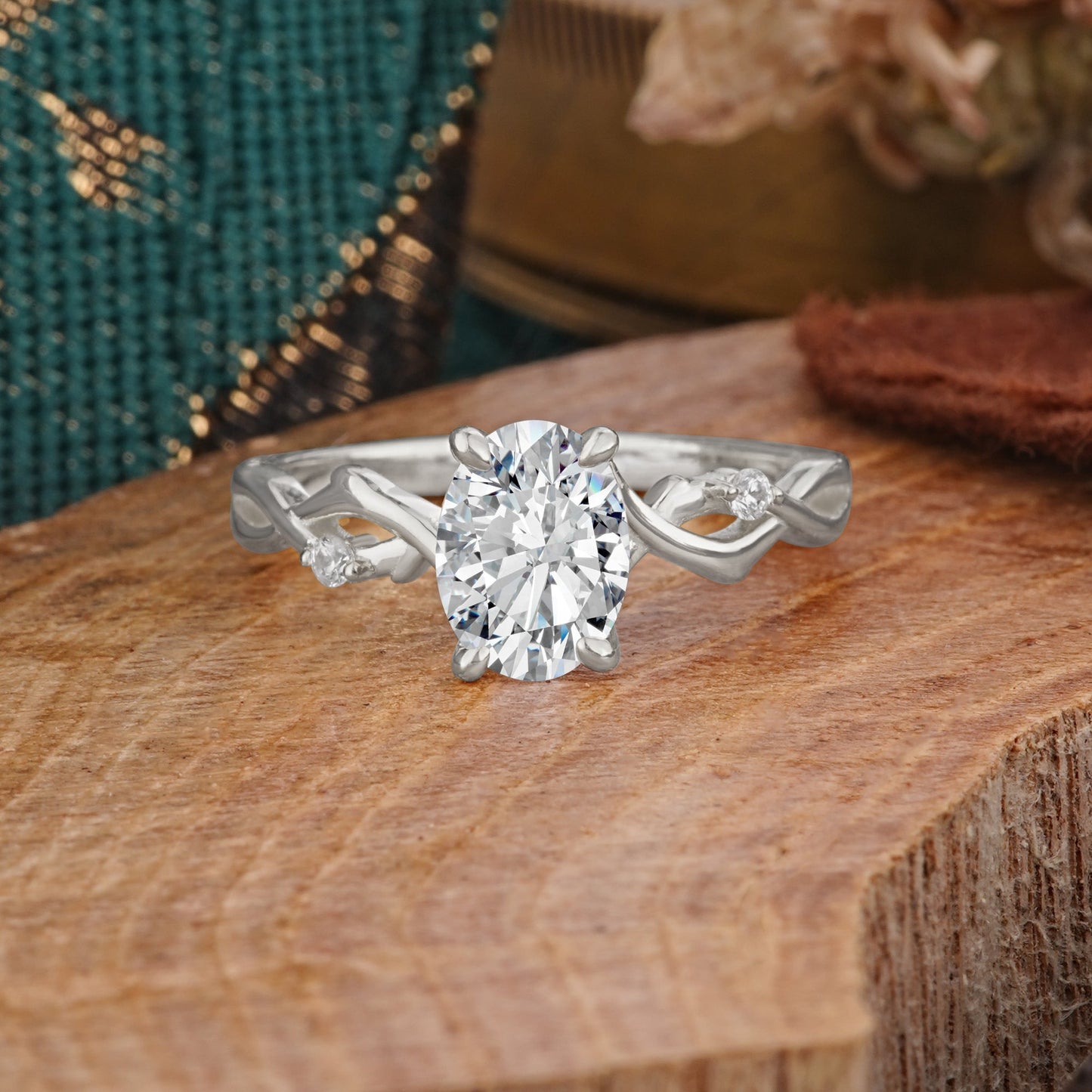 Marquise Shaped Three Stone Lab Grown Diamond Engagement Ring