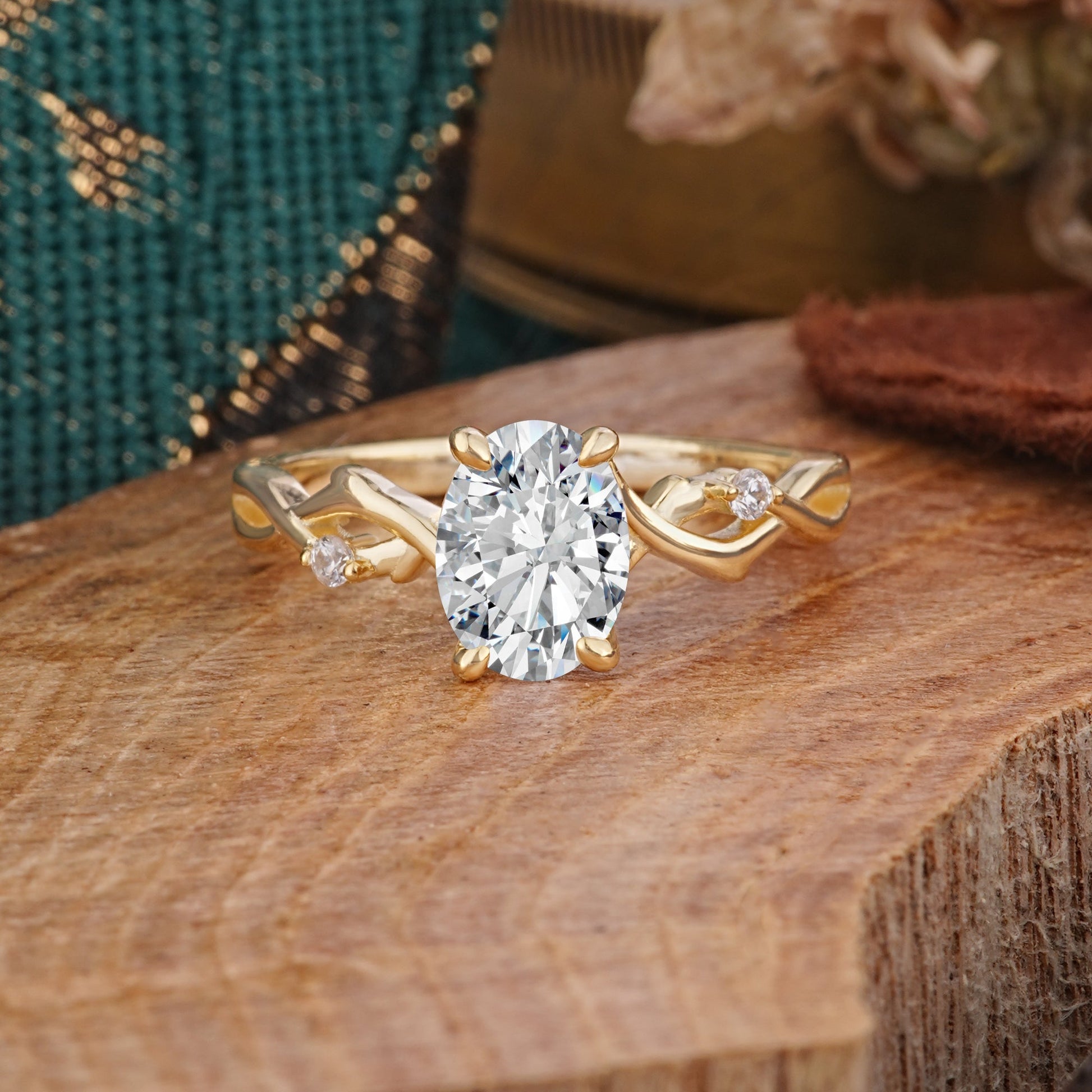 Marquise Shaped Three Stone Lab Grown Diamond Engagement Ring