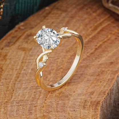 Marquise Shaped Three Stone Lab Grown Diamond Engagement Ring