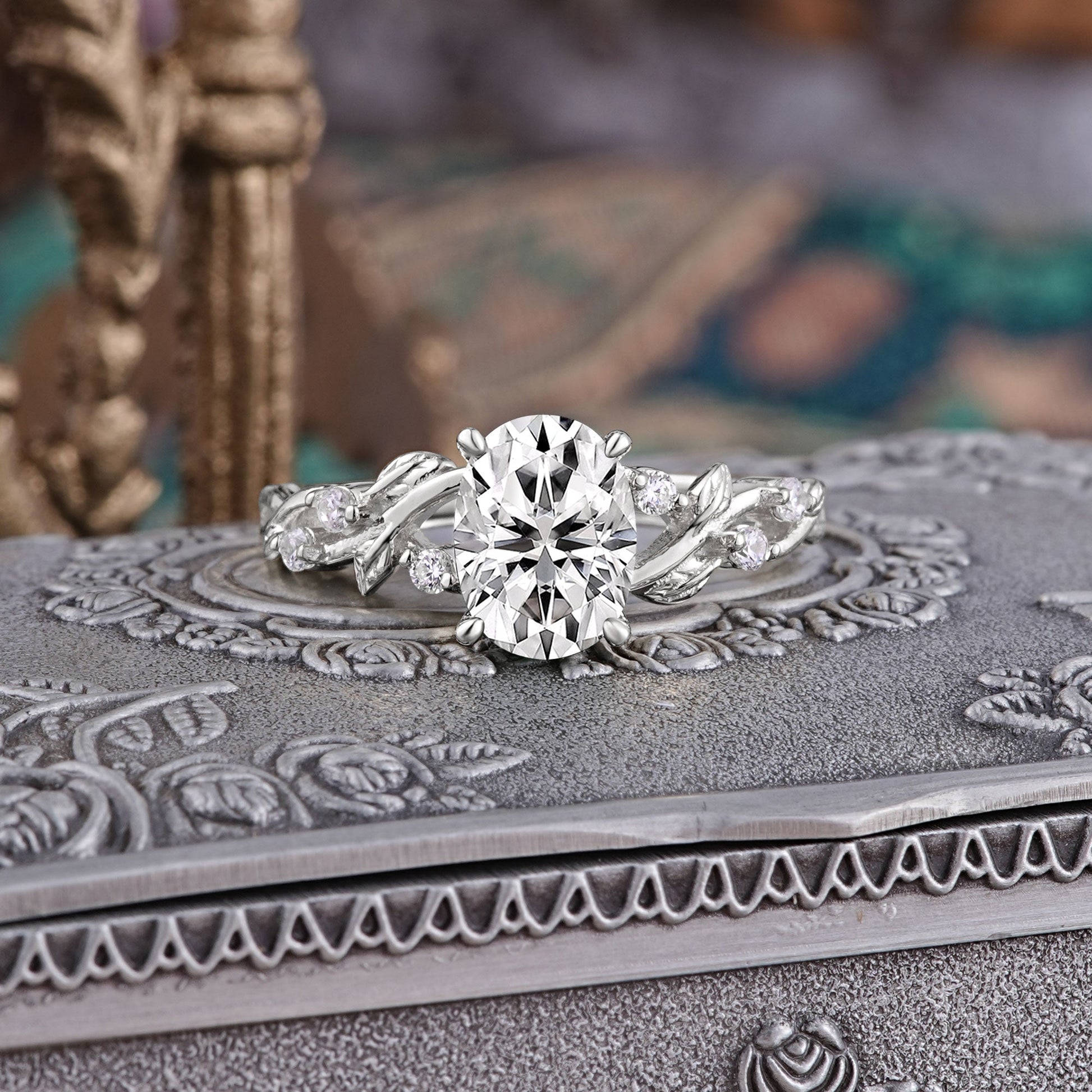 Marquise Shaped Three Stone Lab Grown Diamond Engagement Ring