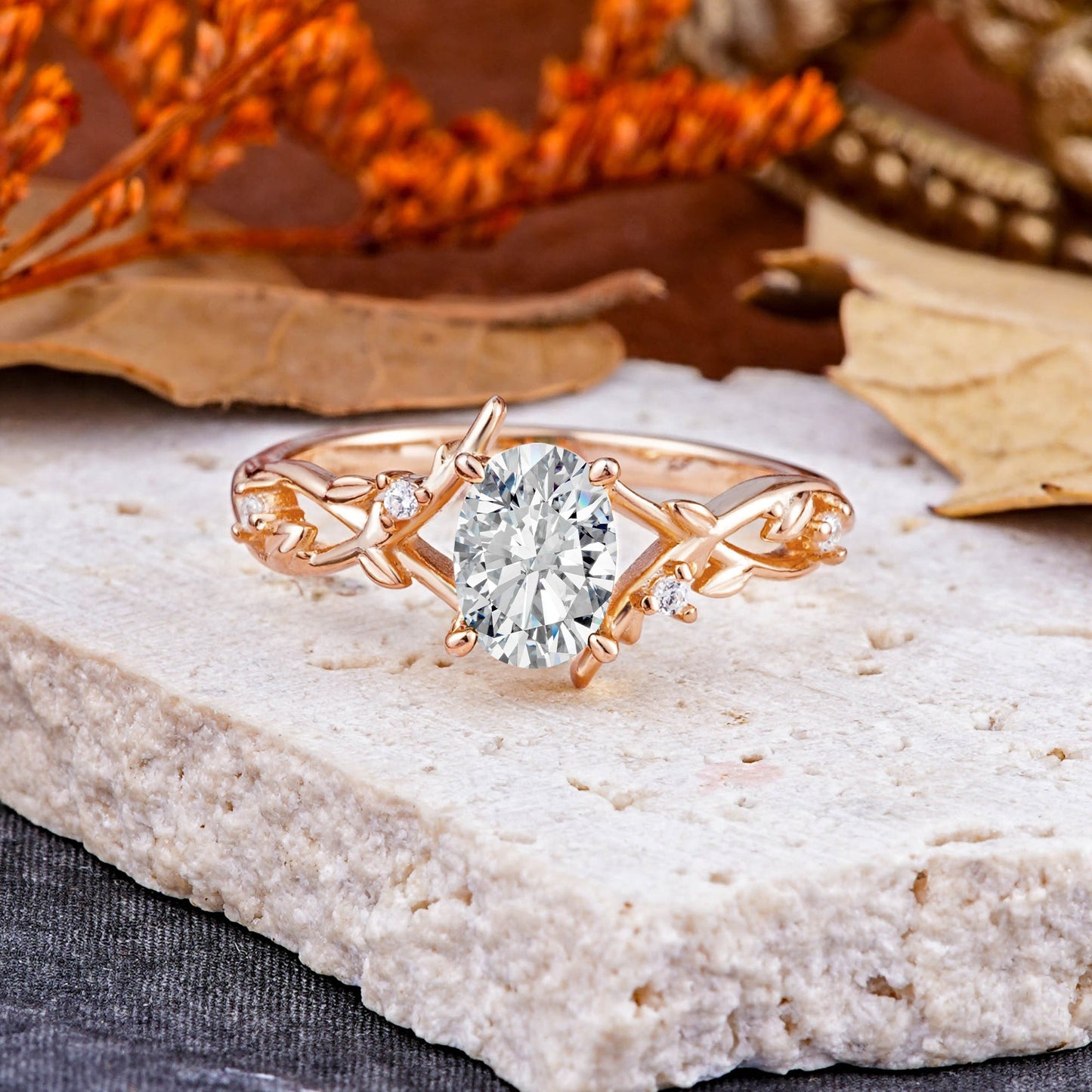 Marquise Shaped Three Stone Lab Grown Diamond Engagement Ring