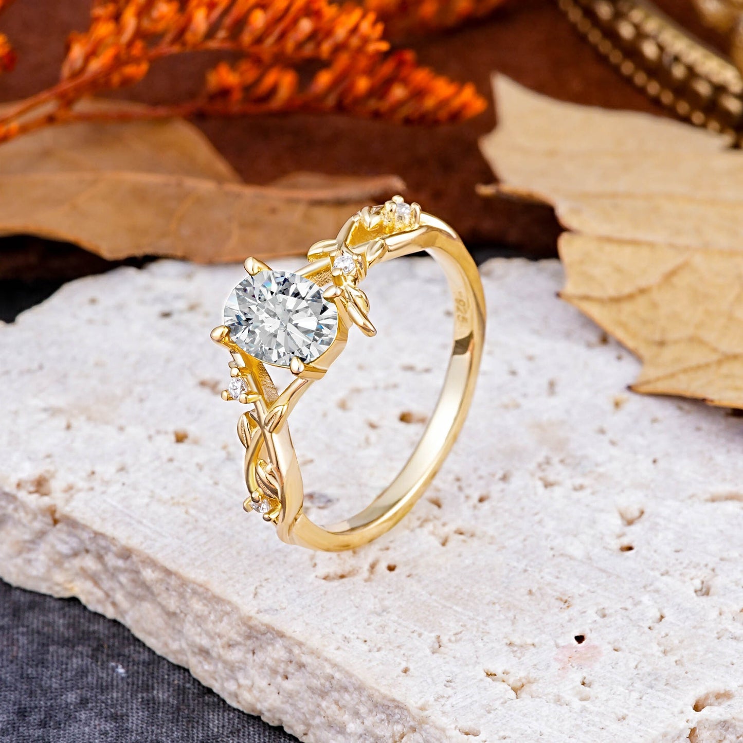 Marquise Shaped Three Stone Lab Grown Diamond Engagement Ring