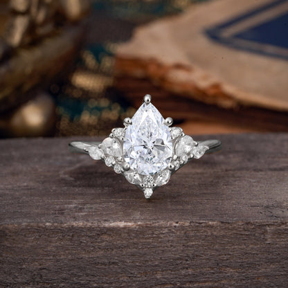 Marquise Shaped Three Stone Lab Grown Diamond Engagement Ring