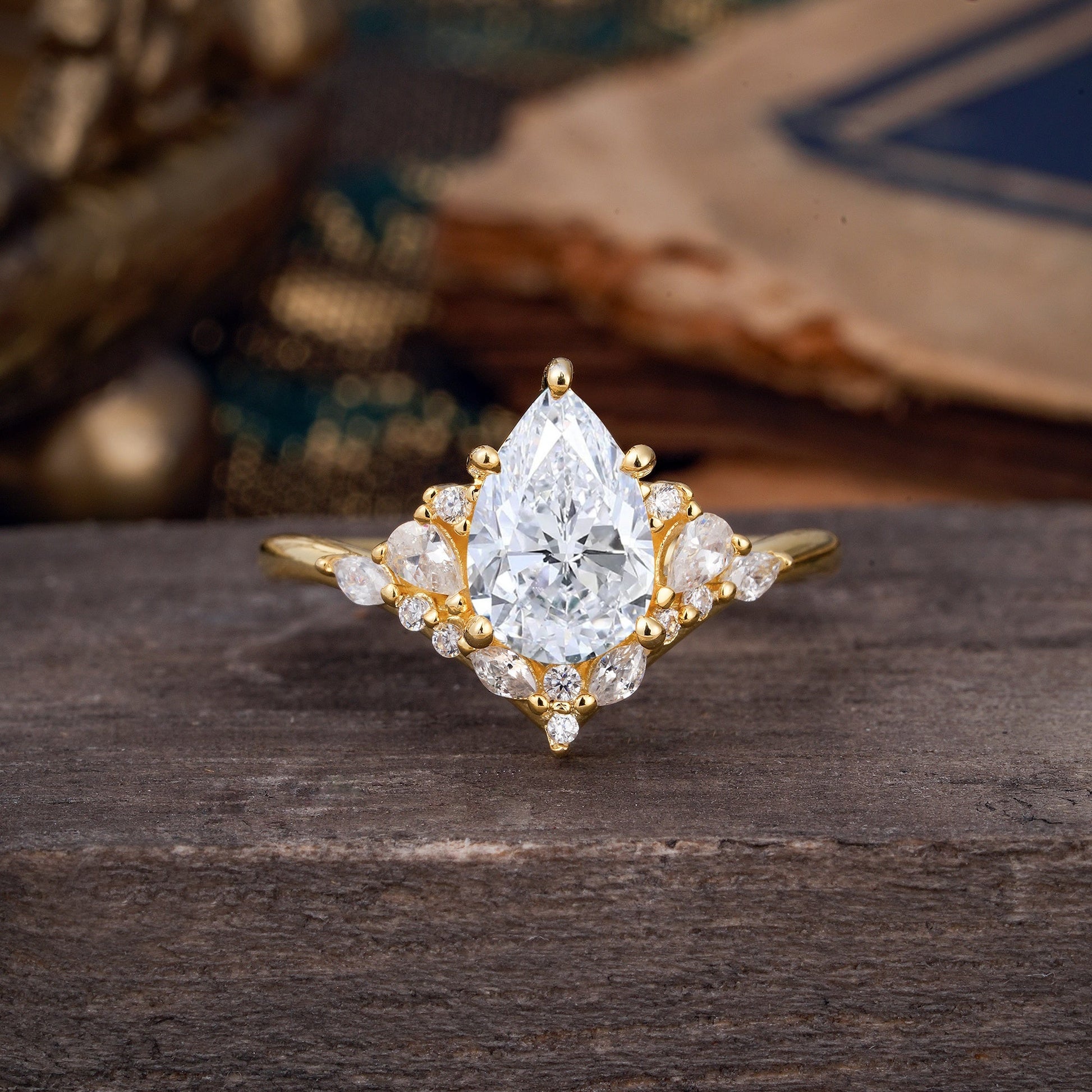 Marquise Shaped Three Stone Lab Grown Diamond Engagement Ring