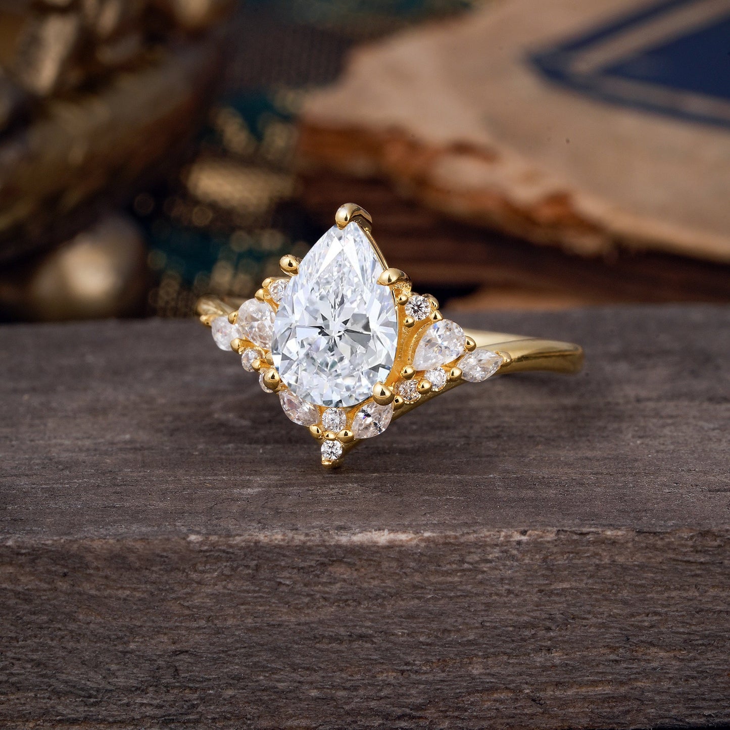 Marquise Shaped Three Stone Lab Grown Diamond Engagement Ring