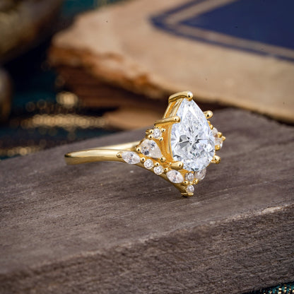 Marquise Shaped Three Stone Lab Grown Diamond Engagement Ring