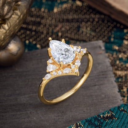 Marquise Shaped Three Stone Lab Grown Diamond Engagement Ring